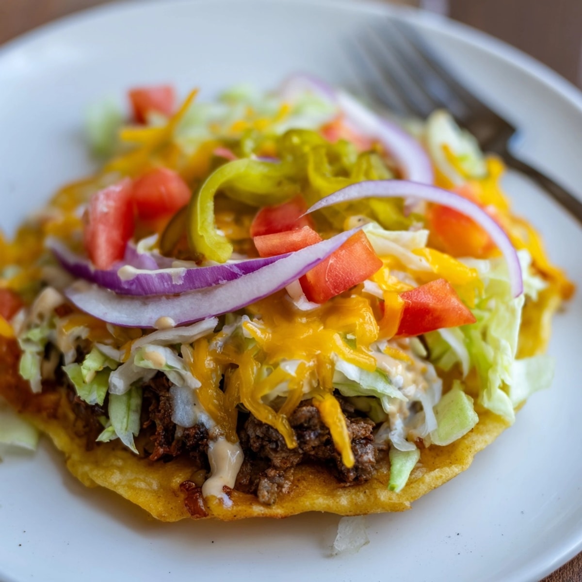 Juicy Smashed Burger Tacos image: Crispy tortillas filled with beef, cheese, and toppings.