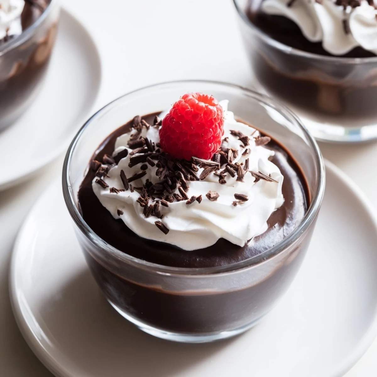 A decadent portion of dark chocolate mousse served in a clear glass, perfect for after dinner.
