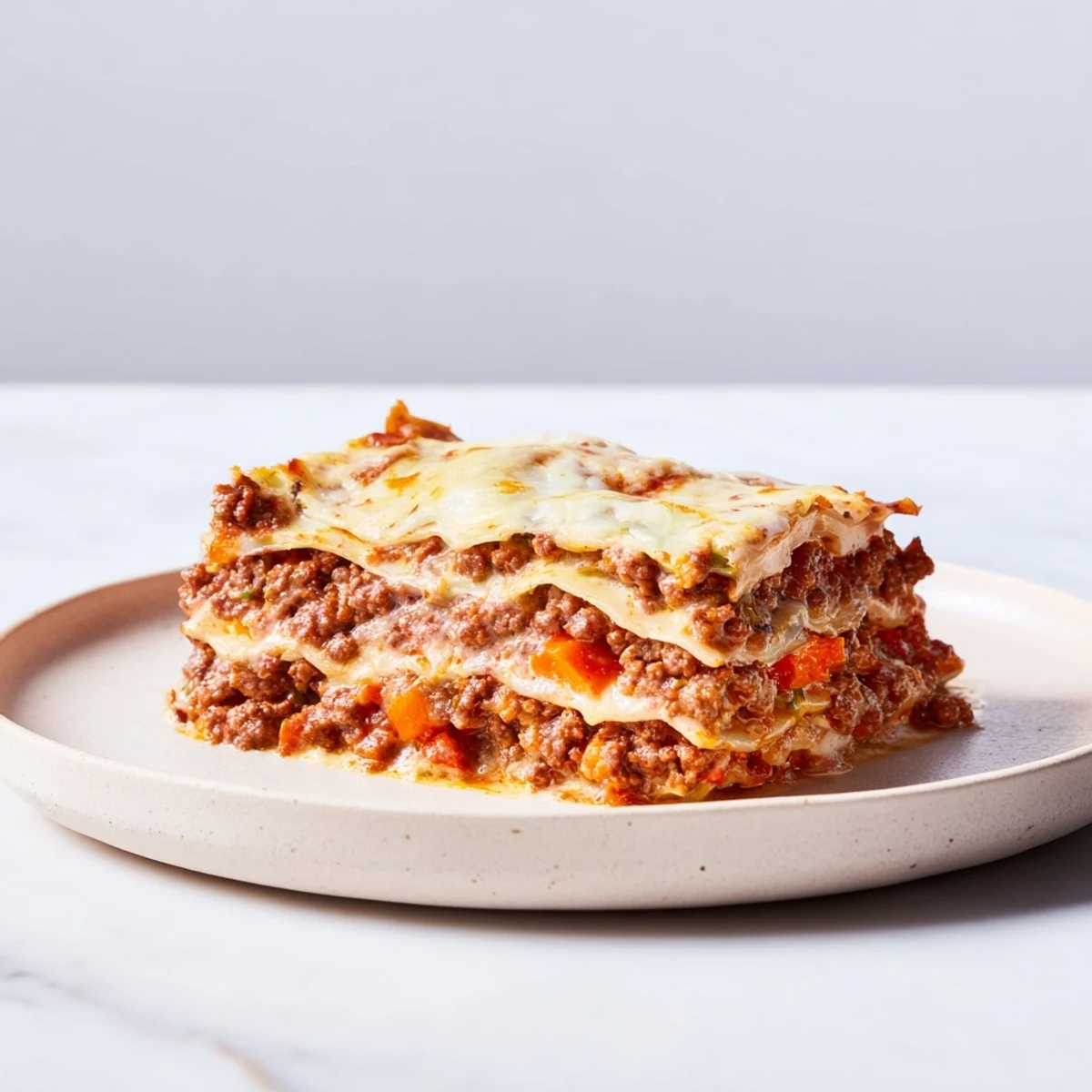 Golden, bubbly classic beef lasagna, a satisfying Italian recipe with layers of cheesy goodness.