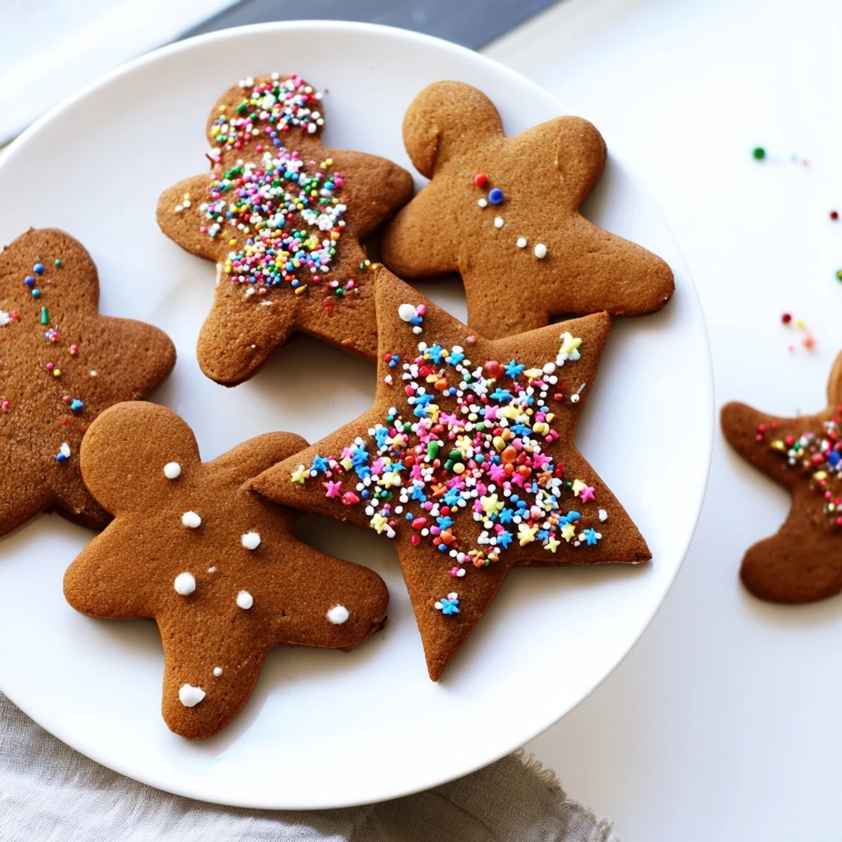 Warm, golden gingerbread cookies, freshly baked and ready to be decorated with festive icing.