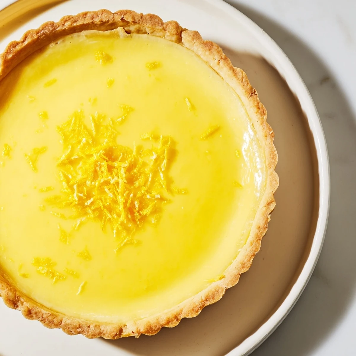 Elegant slice of Lemon Tart showcasing the silky smooth custard and buttery pastry shell, ready to eat.
