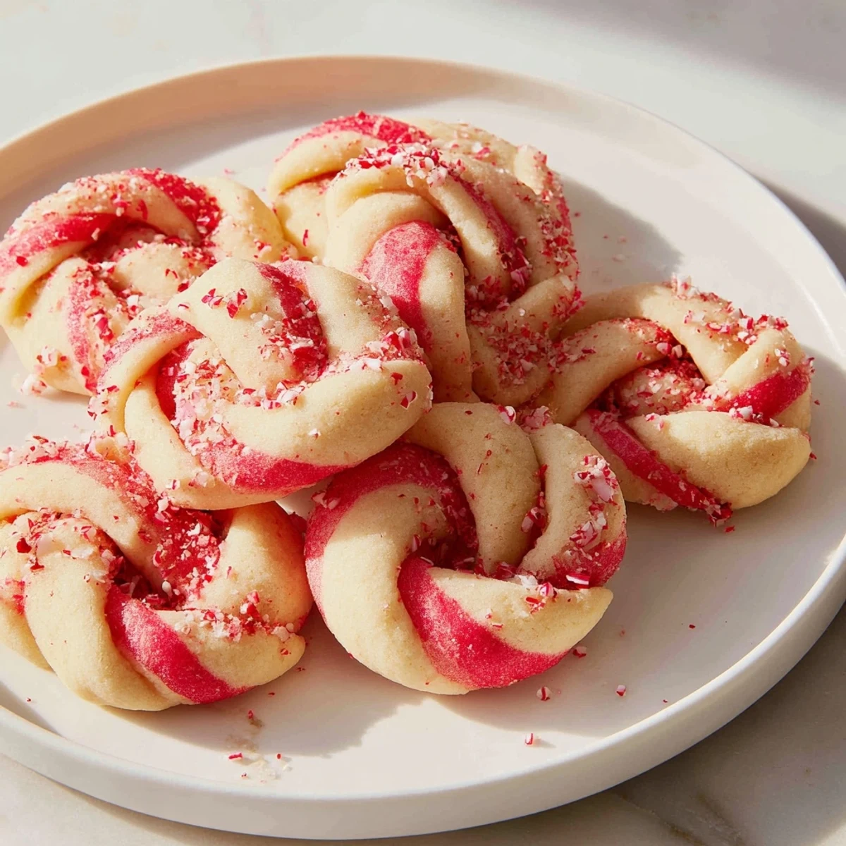 Festive Peppermint Twist Cookies feature a beautiful red swirl, perfect for holiday baking and sharing.