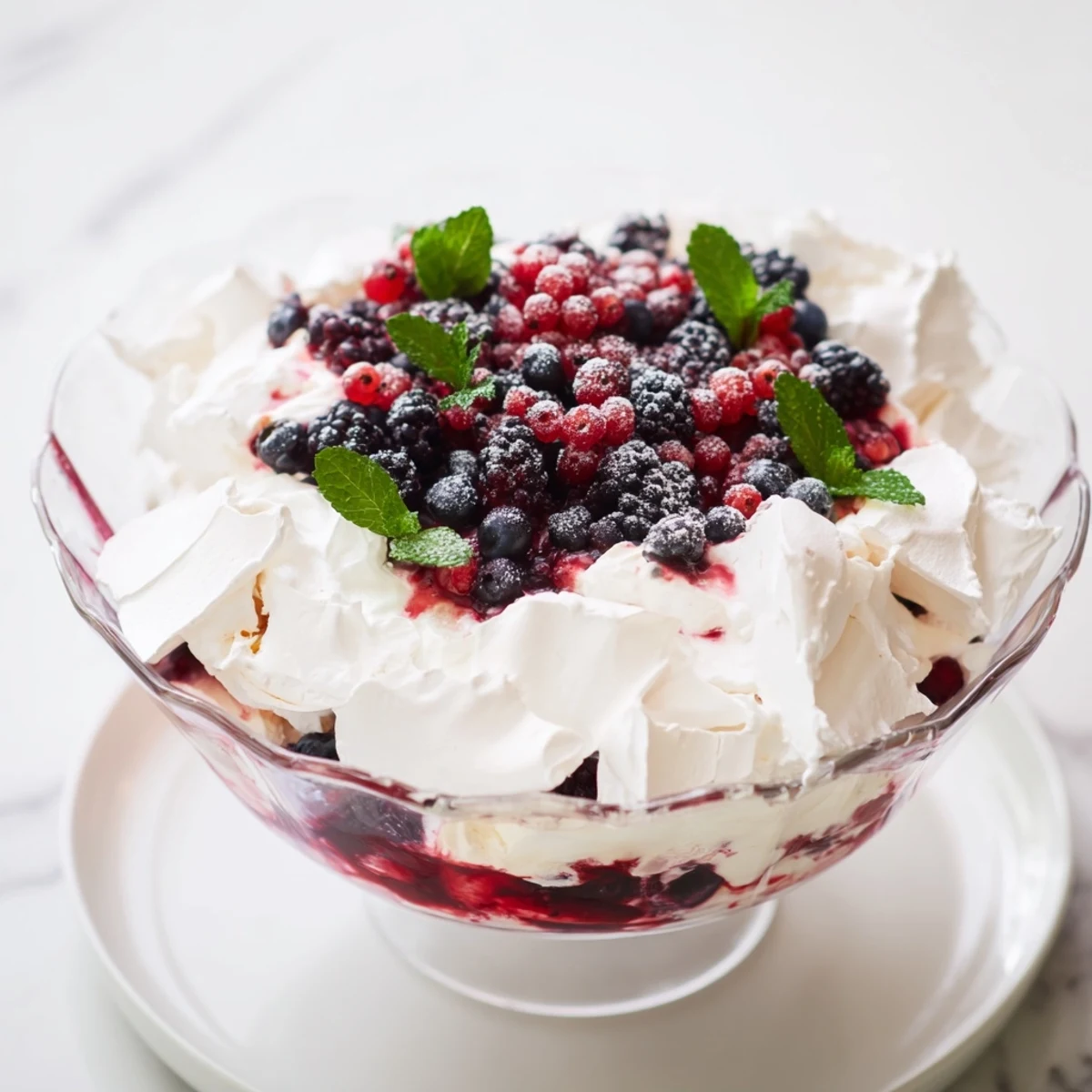 Vibrant Winter Berry Eton Mess: a delightful dessert with crushed meringue and fresh berries.