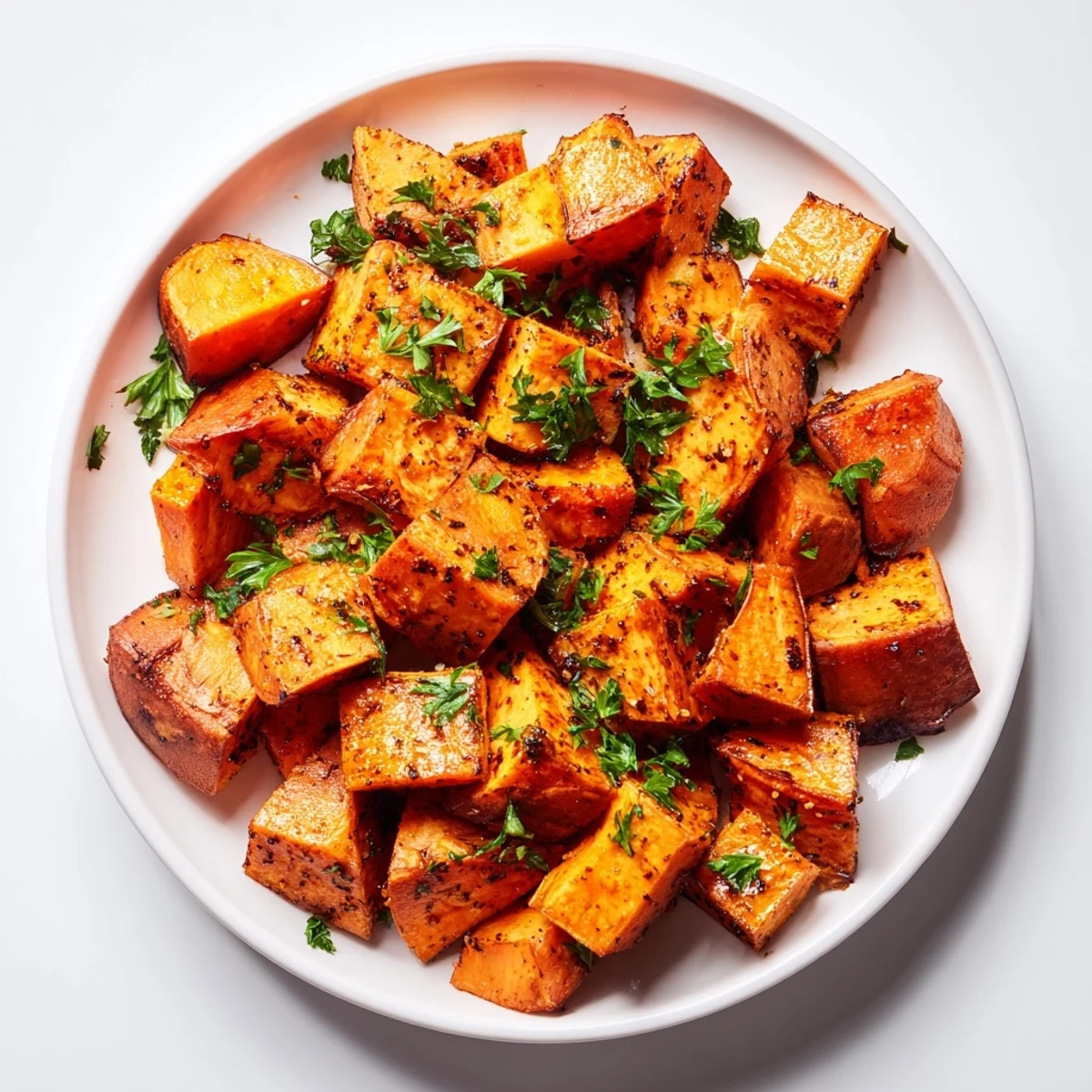 Golden, caramelized roasted sweet potatoes, a perfect easy side—sweet, savory goodness.