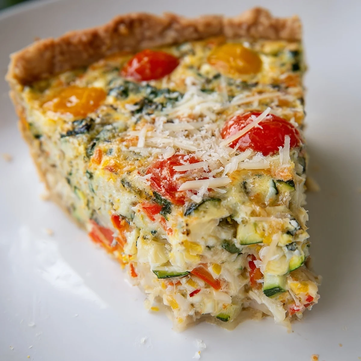 Golden Savory Vegetable Quiche with Crust features a crisp, buttery pastry filled with a creamy egg custard and vibrant, tender sautéed vegetables.