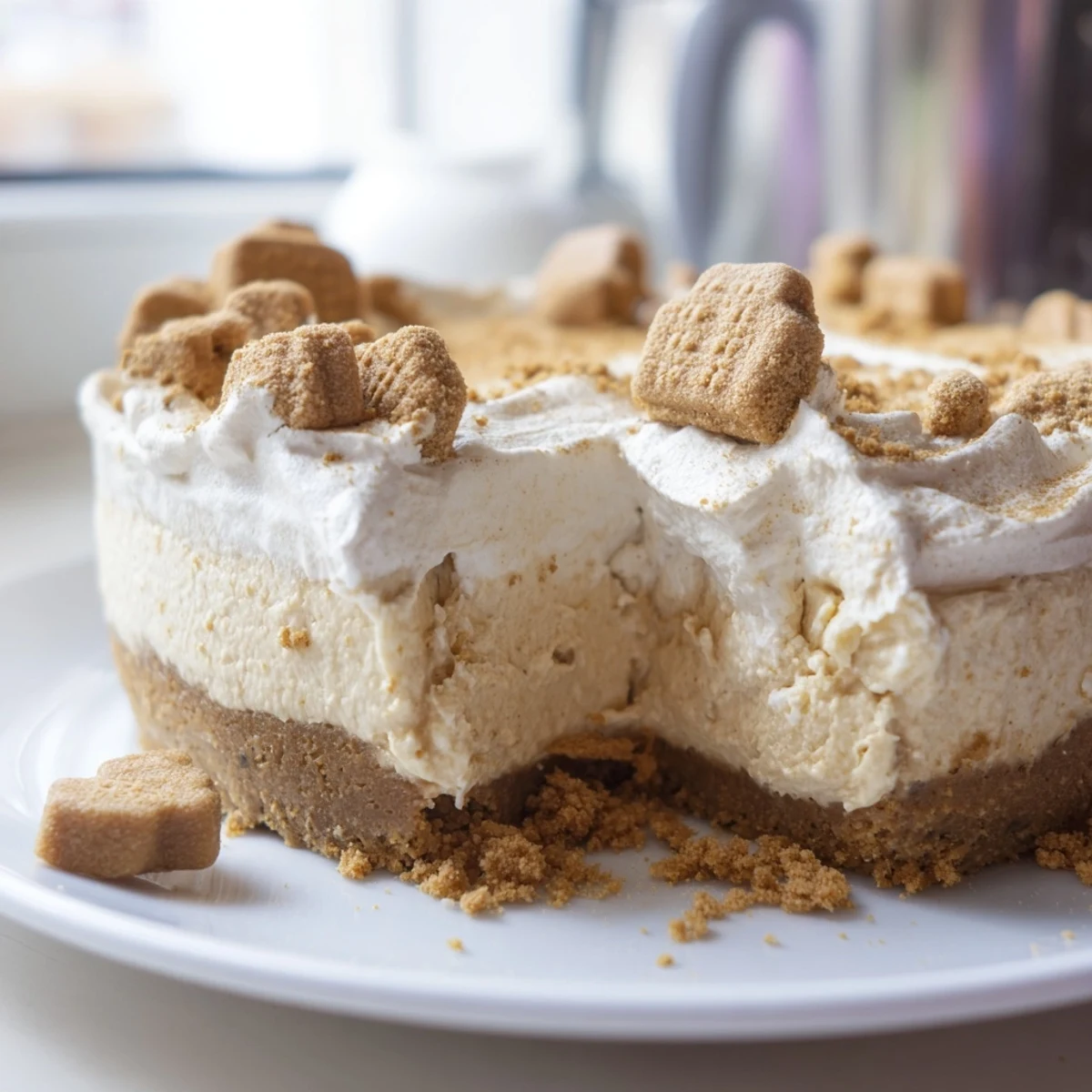 A whole Gingerbread Cheesecake with a crunchy gingernut base and creamy filling is the centerpiece of a cozy winter dessert spread.