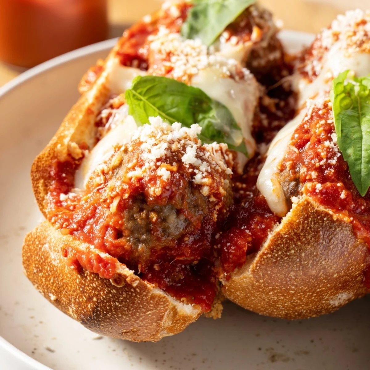 Toasted sub rolls packed with juicy turkey meatballs in rich tomato sauce and melted mozzarella, garnished with fresh basil. Freshly broiled turkey meatball subs served hot and ready to eat. Golden baked turkey meatball subs loaded with savory meatballs, marinara, and melted cheese.