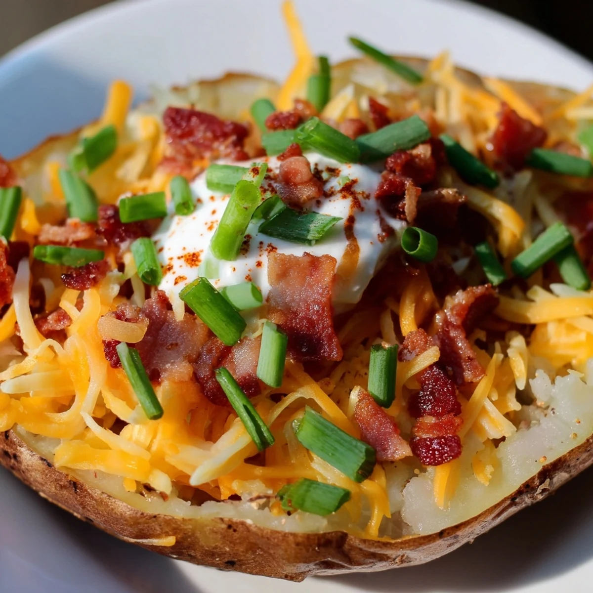 Crispy baked Super Bowl Loaded Potato Skins filled with savory beef bacon, melted cheddar, and fresh green onions for game day.