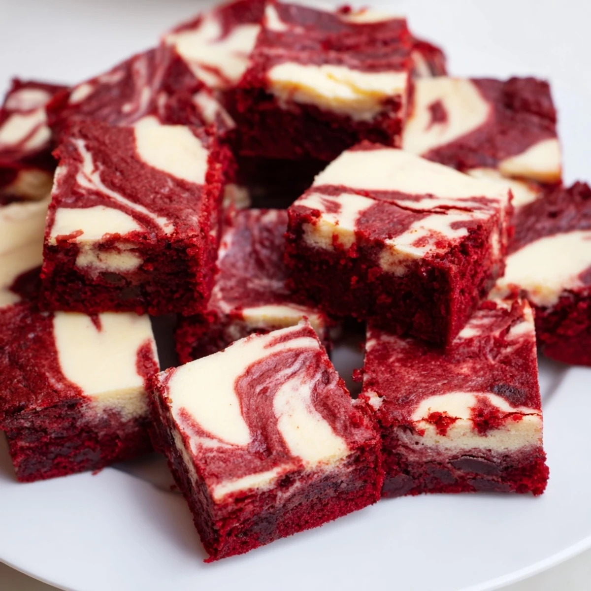 Freshly baked Red Velvet Cheesecake Brownie Bites arranged on a cooling rack, ready to serve with a glass of milk for dipping.