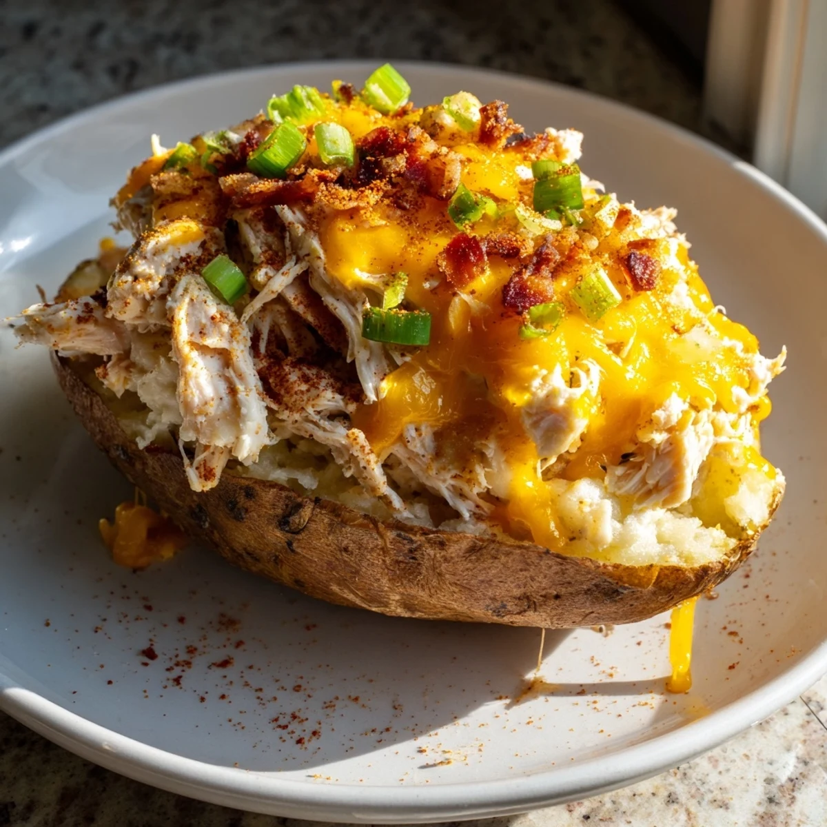 Golden brown Mud Chicken Stuffed Twice Baked Potatoes with savory filling featuring tender chicken, sour cream, and smoky paprika flavors.