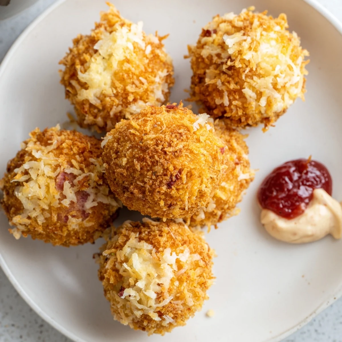 Plated Reuben Balls with Spicy Thousand Island sauce are garnished with fresh parsley and served beside shredded cabbage.