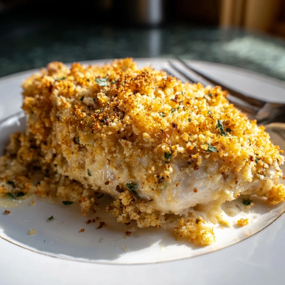 Savory Melt In Your Mouth Chicken served on a plate with steamed vegetables and rice.