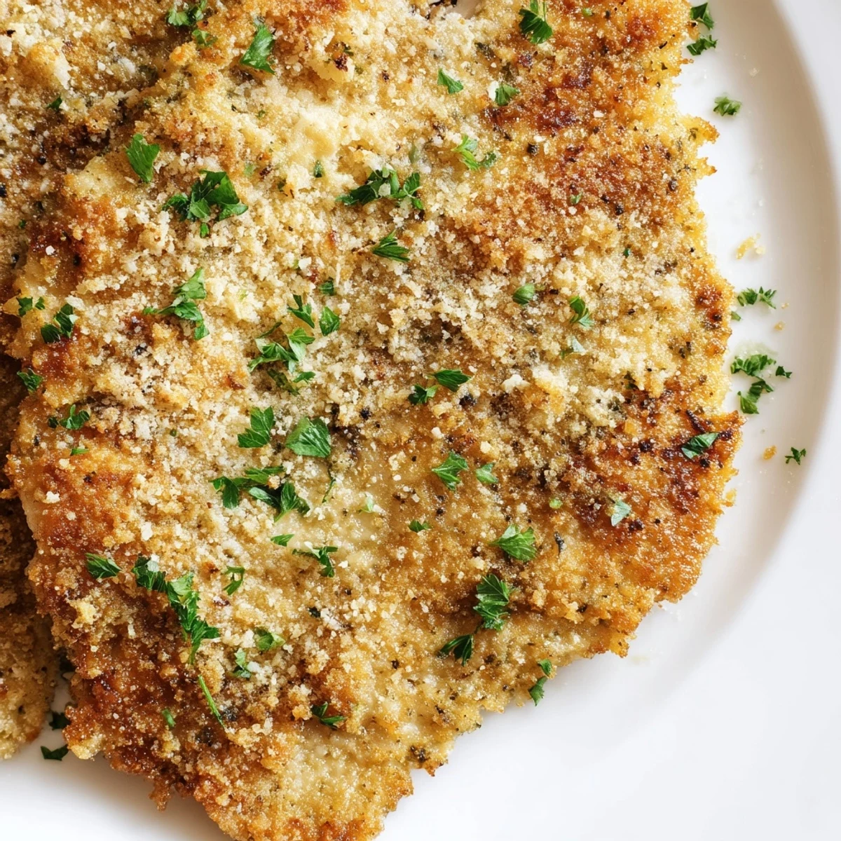 Freshly baked Melt In Your Mouth Chicken resting on a white plate, showcasing juicy texture and herbed golden crust ready to enjoy.
