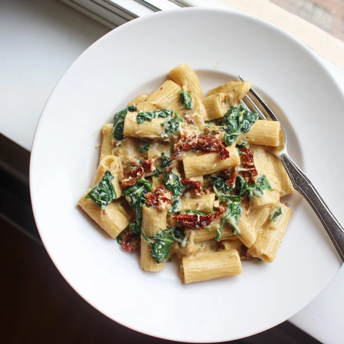 Spoon drizzling Creamy Tuscan Garlic Sauce over grilled chicken breast, garnished with fresh parsley and a sprinkle of Parmesan.