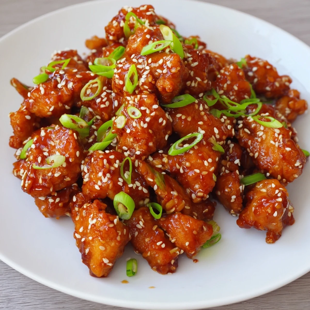 Weeknight dinner of tender sticky sweet chili chicken over steamed white rice