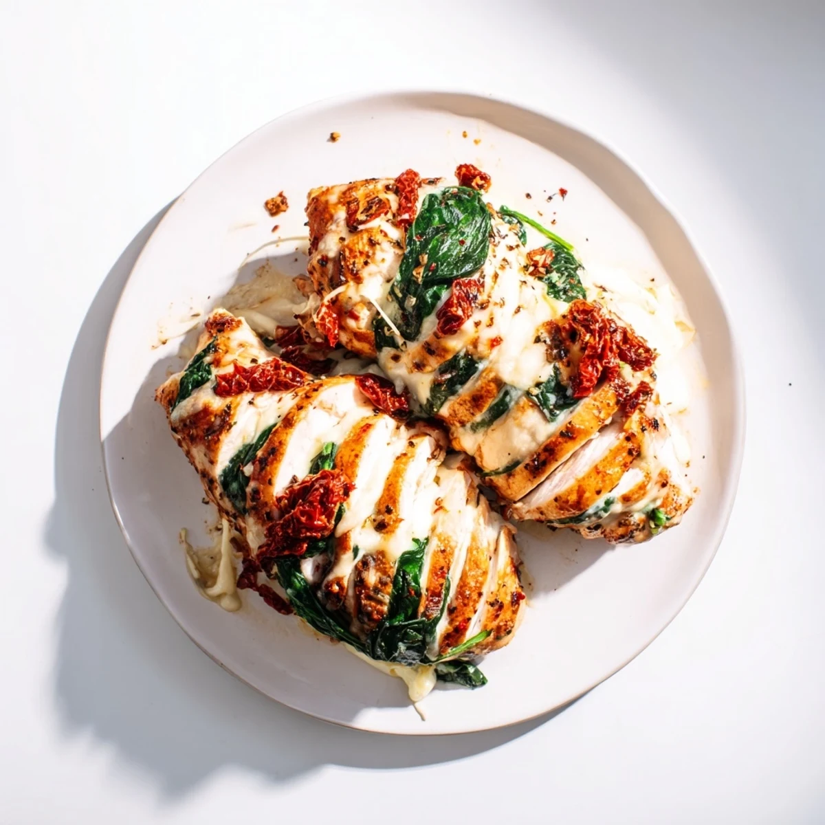 Baked Hasselback chicken with savory cheese and tomato filling fan-cut slices