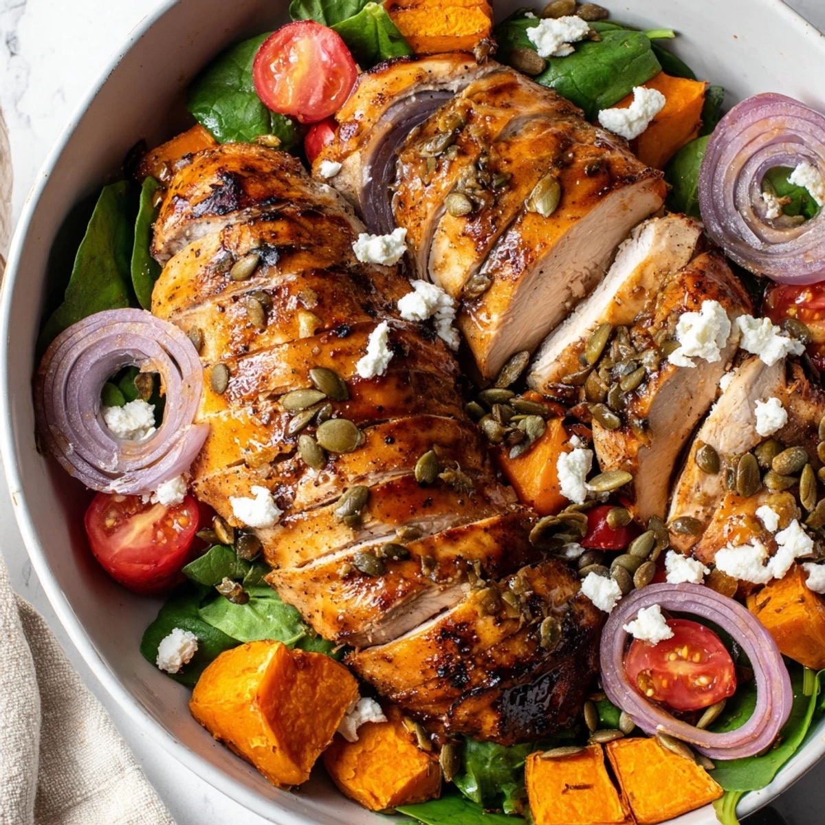 Maple Dijon Chicken Sweet Potato Bowls