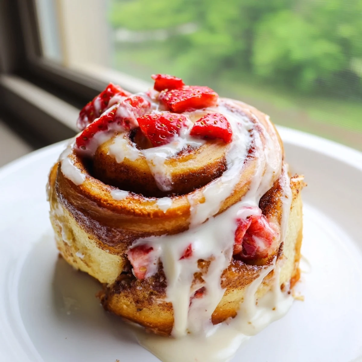 Strawberry Cinnamon Rolls with Cream Cheese Glaze