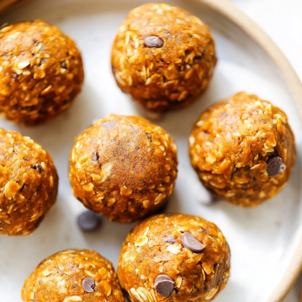 Creamy no bake pumpkin protein balls coated in cinnamon beside a fall napkin