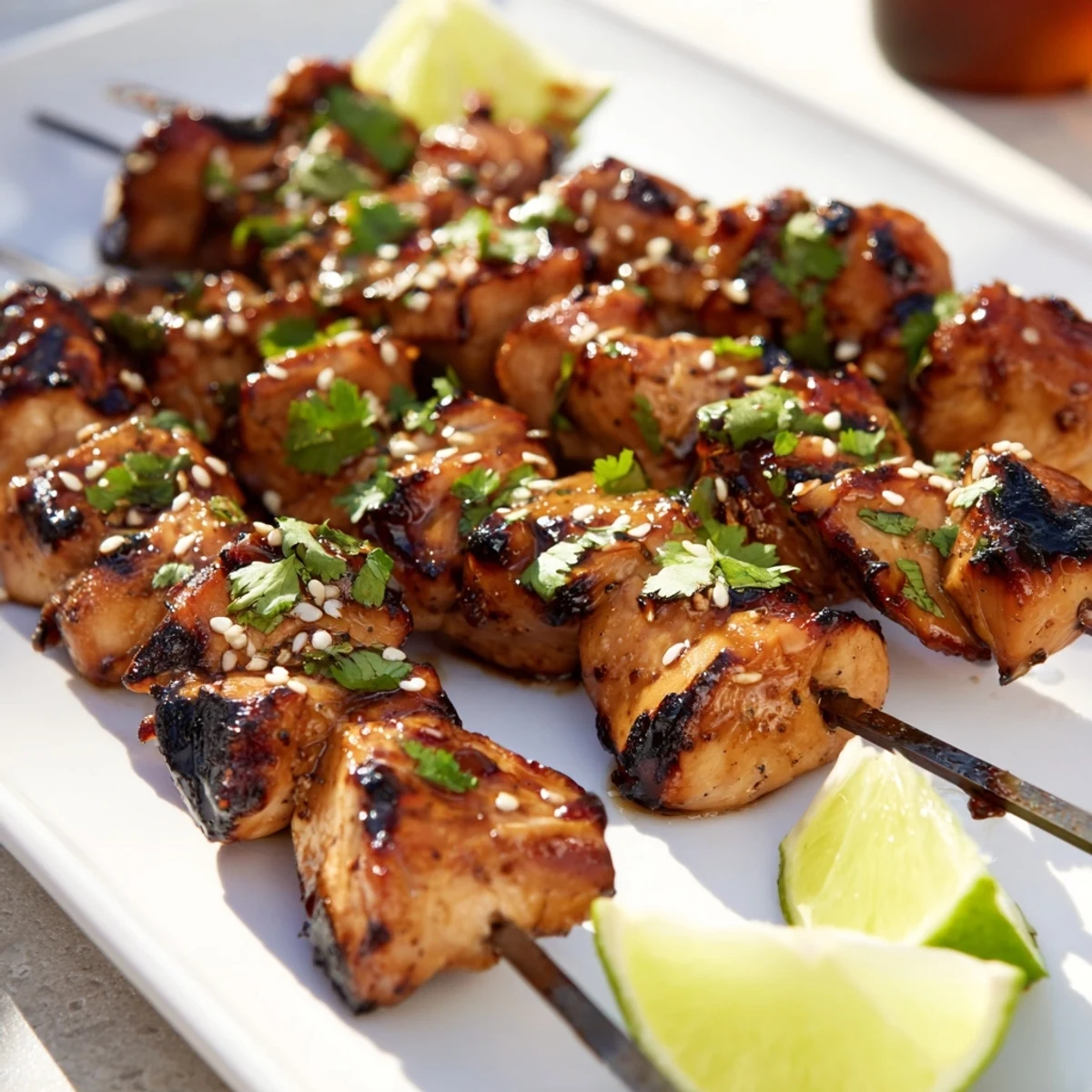 Spicy Honey Garlic Chicken Skewers